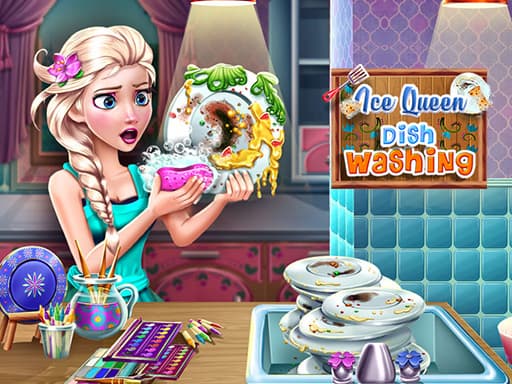 free online games - Ice Queen Dish Washing