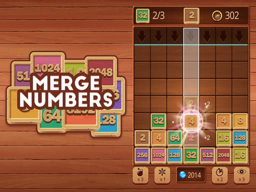 free online games - Merge Numbers Wooden edition
