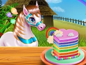 free online games - Pony Cooking Rainbow Cake