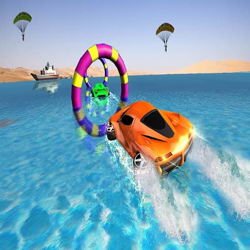 free online games - Floating Water Surfer Car Driving  Beach Racing