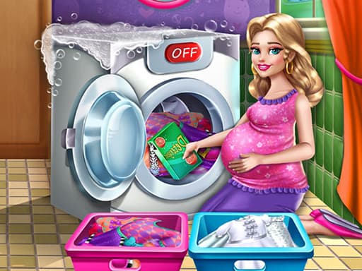 free online games - Mommy Washing Clothes