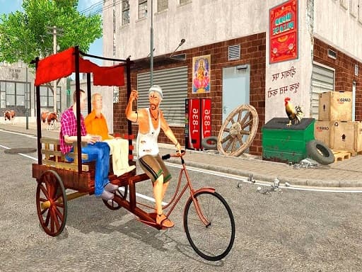 free online games - City Public Cycle Rickshaw Driving Simulator