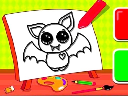 free online games - Easy Kids Coloring Bat